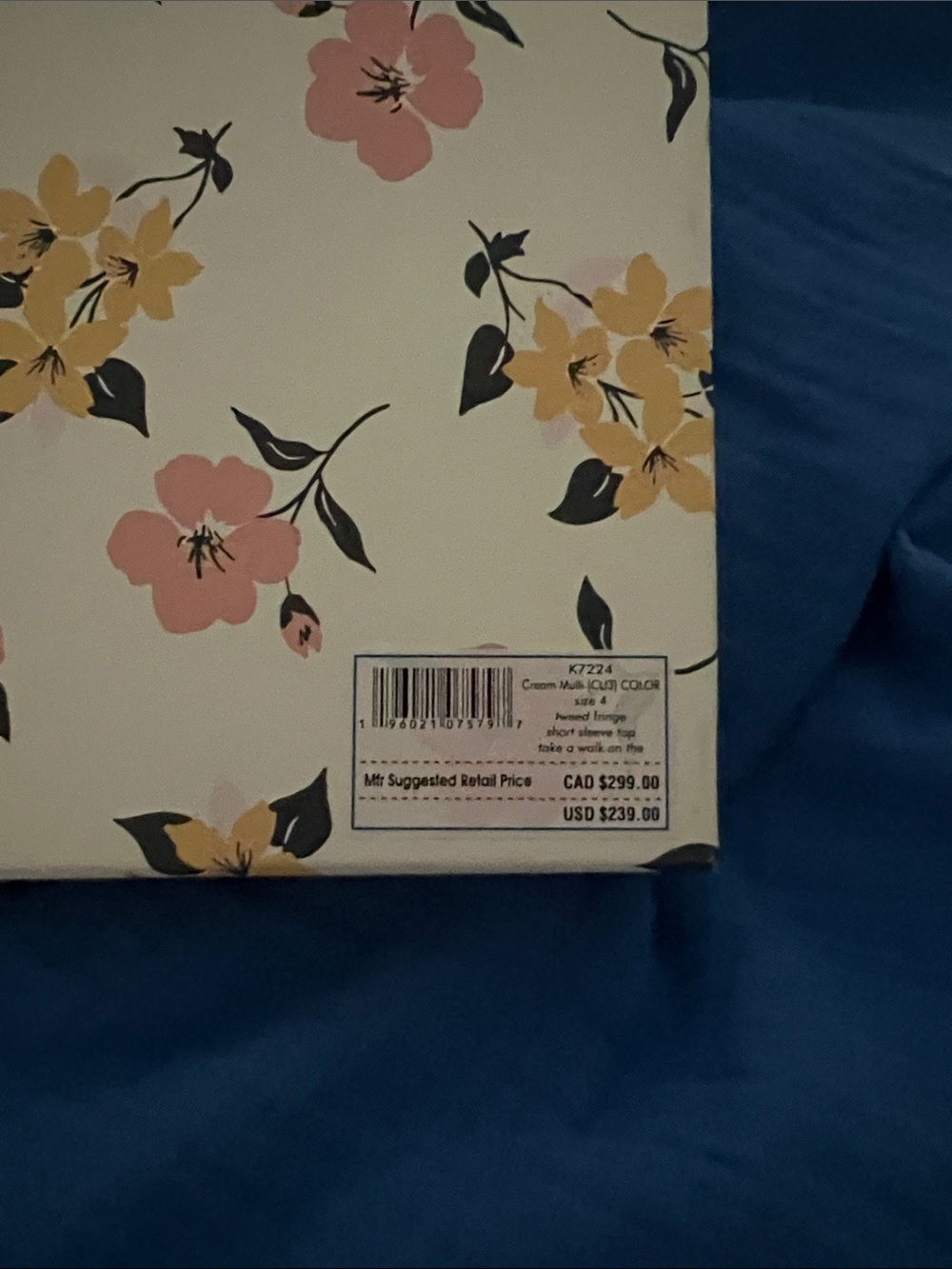kate spade floral box - cream, pink & yellow design